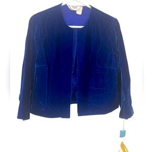 Vintage 1960/70’s Sears Royal Blue Velvet Cropped Blazer Jacket NWT Size Small‎